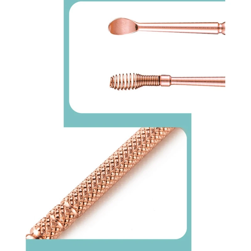 Double Heads Stainless Steel Dual-ended Ear Pick Spiral Wax Remover Curette Spoon Clean Tool 360Β° Helix Swab Drop Shipping