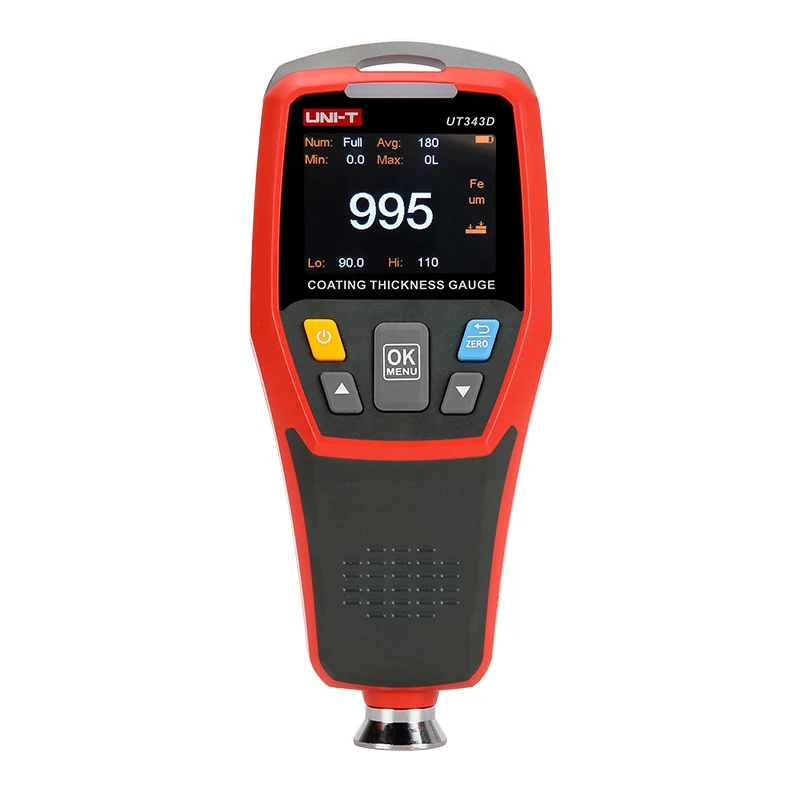 UNI-T UT343D UT343A Digital Coating Gauge Meter Cars Paint Thickness Teste Metal Detector FE/NFE Measurement with USB Data