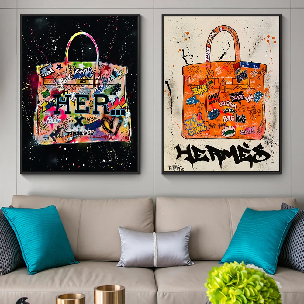 

Abstract Graffiti Art Bags Canvas Paintings on the Wall Art Posters and Prints Luxury Artwork Pictures Home Wall Decoration