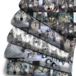 Patchwork Dog Wolf Puppies Polyester Cotton Fabric for Tissue Sewing Quilting Fabrics Needlework Material DIY,1Yc14012