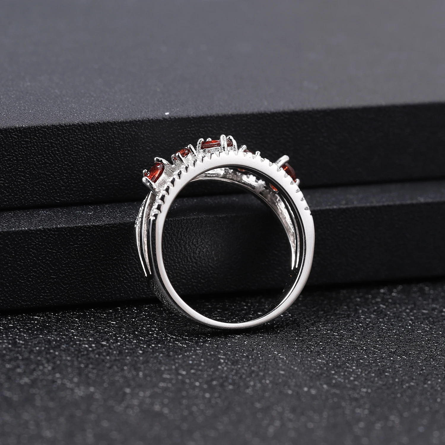 GEM'S BALLET 925 Sterling Silver January Birthstone Ring For Women Natural Red Garnet Crown Of Thorns Rings  Fine Jewelry