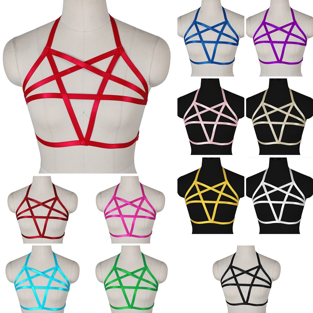 

Pentagram Decoration Sexy Lingerie Harness Body Corset Sword Belt Erotic Goth Festival Rave Wear Punk Garters Suspender Belt