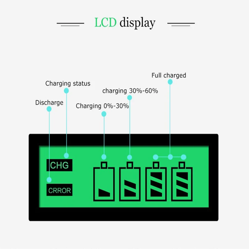 Hot quality 4 Slots LCD Display Smart Intelligent Battery Charger for AA / AAA NiCd NiMh Rechargeable Batteries EU Plug#8175