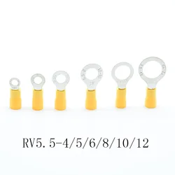 20PCS/lot RV5.5-4/5/6/8/10/12 Yellow Ring insulated terminal suit 4-6mm2 Cable Wire Connector cable Crimp Terminal  AWG