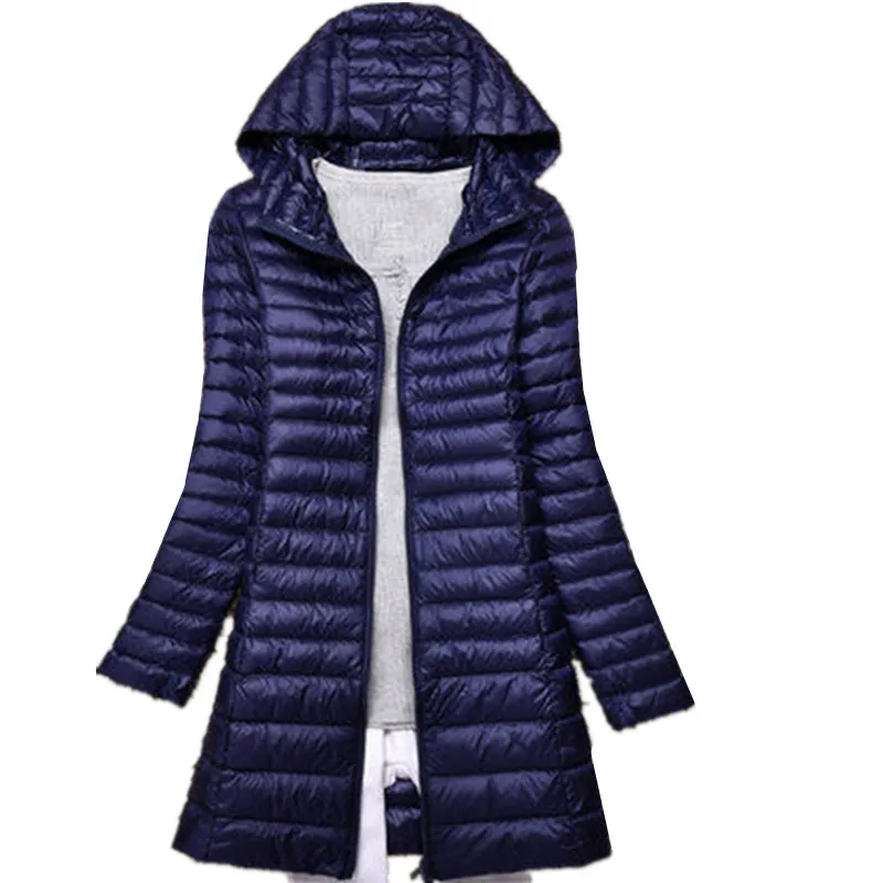 

White Duck Down Jacket Women Winter Fashion Hooded Long Coat Waterproof Light Warm Vestidos Ladies Brand Casual Outwears A63