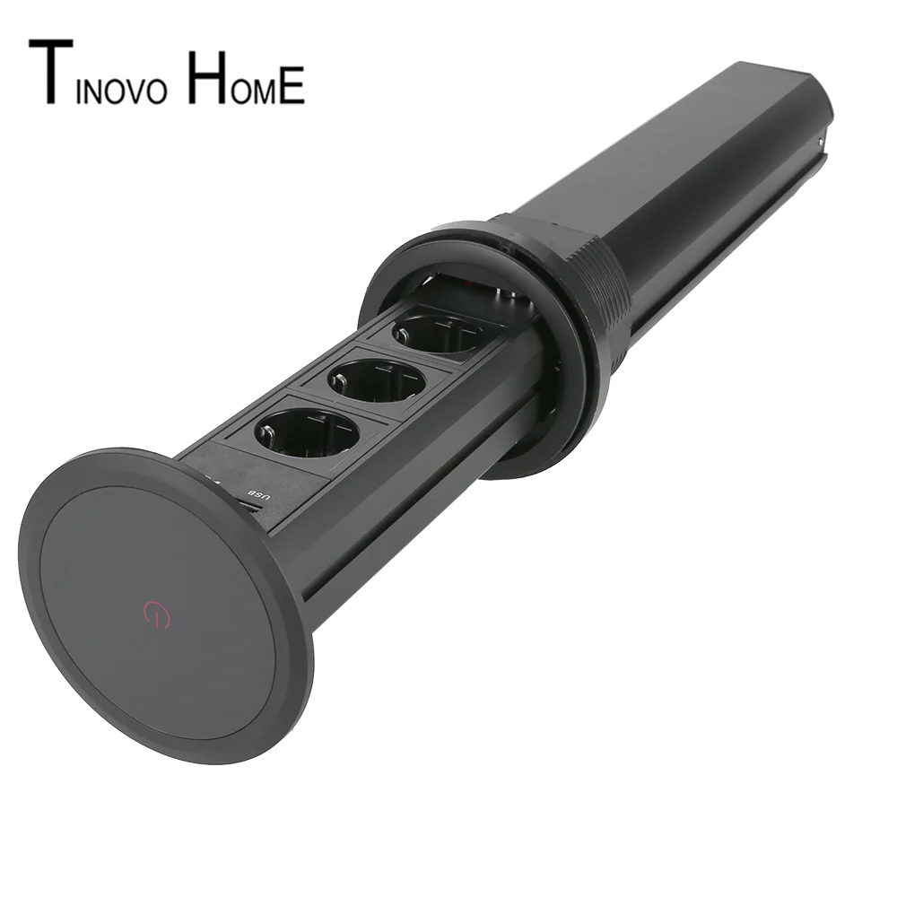 Glassato nero interruttore del sensore di tocco di sollevamento elettrico presa del desktop/3-digit standard Tedesco con USB di ricarica spina di UE presa