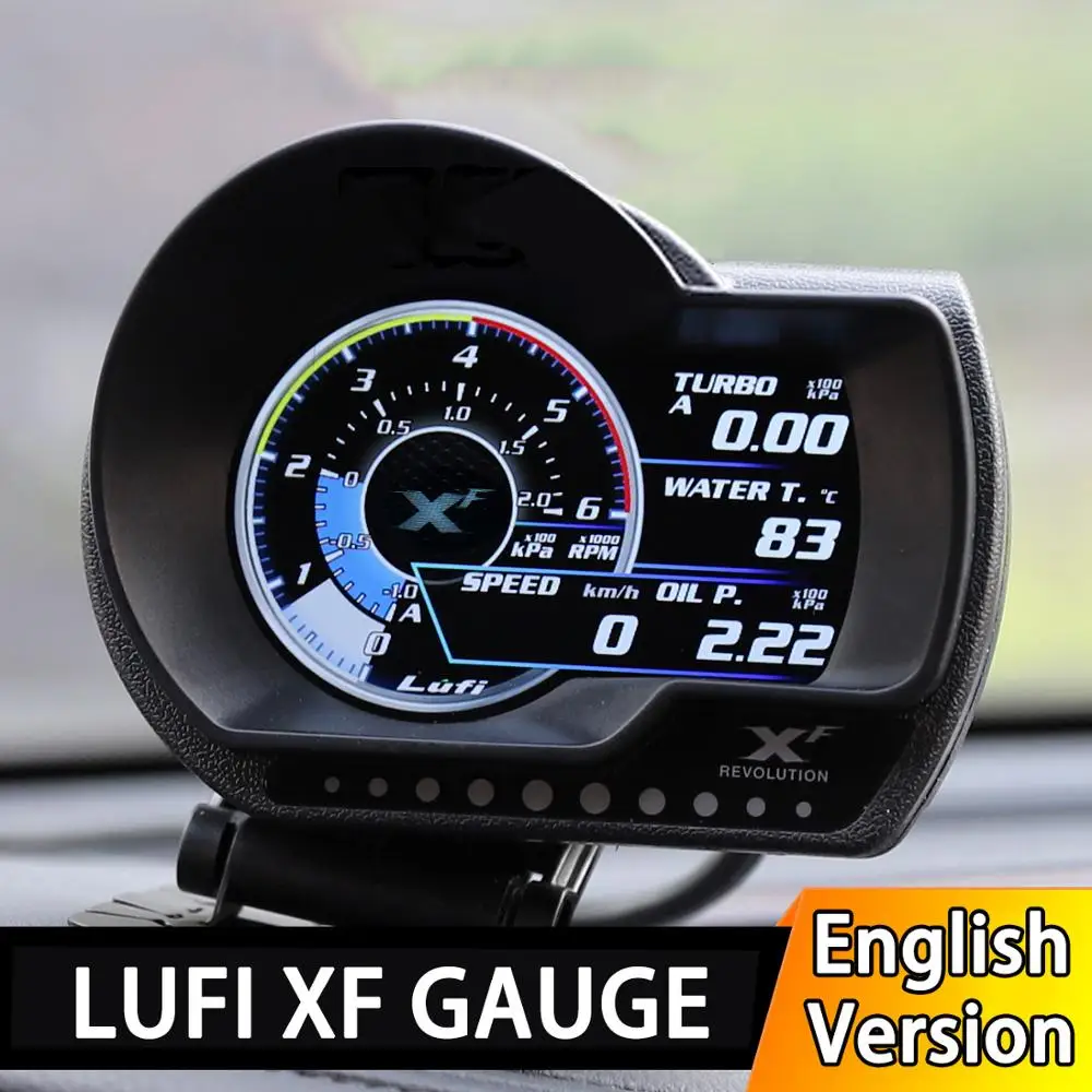 Lufi XF  OBD2 digital turbo boost oil pressure water temperature gauge for car RPM Air fuel ratio Fuel level Speed EXT Oil Meter