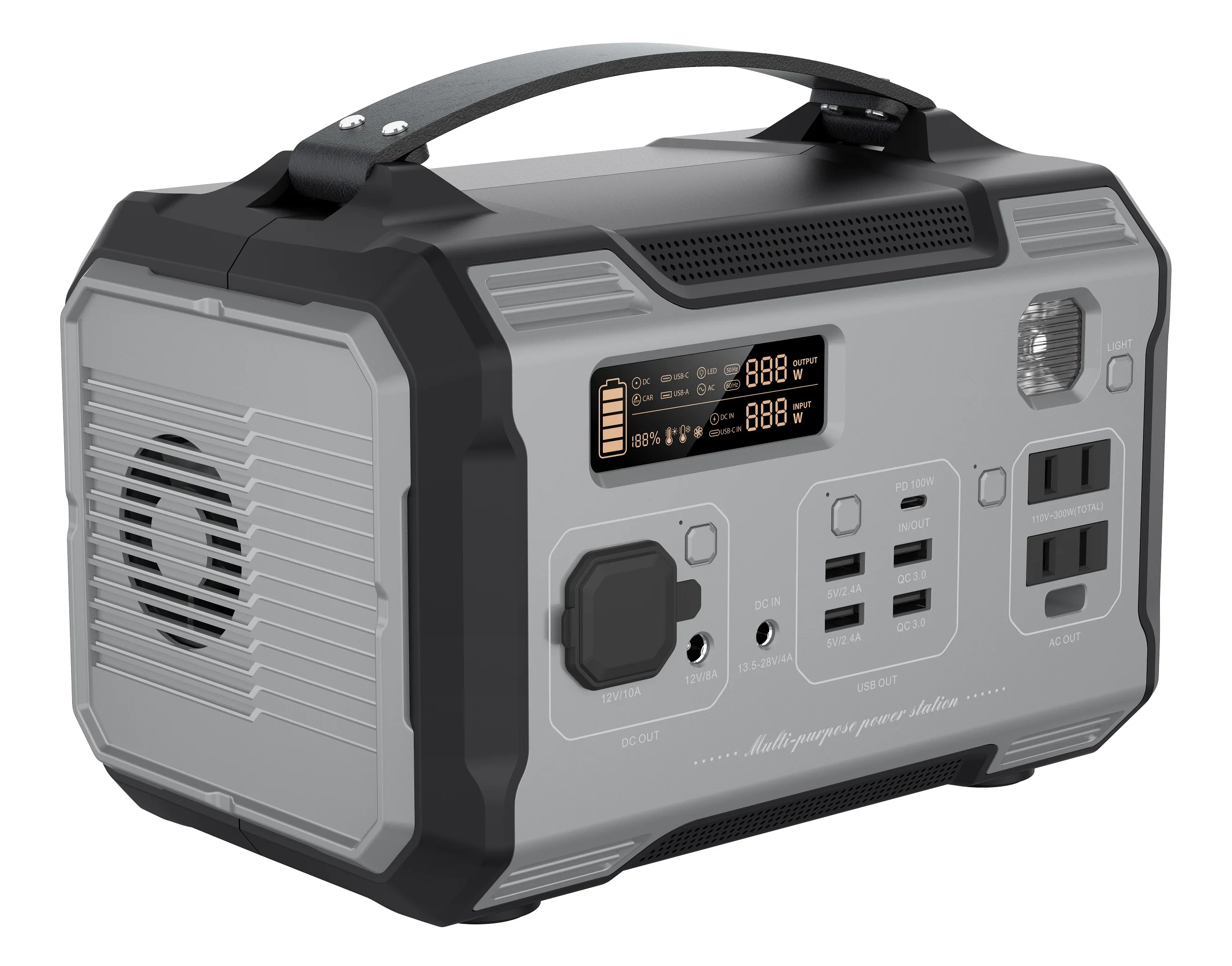 Portable Generator 300Wh / 78000mAh Power Station Emergency Power Supply with DC / AC Inverter, Wireless Output Camping