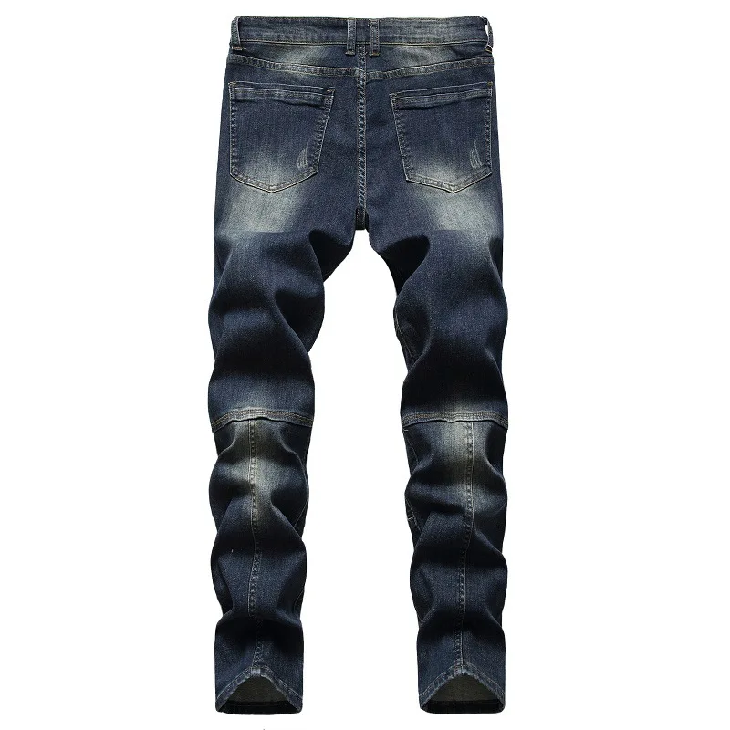 Jeans de algodão slim fit costurado masculino, calça jeans masculina, calça casual, nova moda, 2023