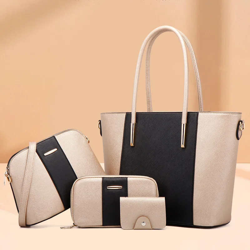 

High Quality Women Pu Leather Handbags Shoulder Bags Designer 4 Pieces Set Tote Messenger Bags Fashion Female Crossbody Bag New