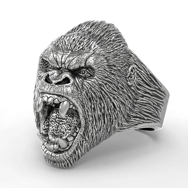 Men's Stainless Steel Ring Domineering Orangutan Ring Motorcycle Party Biker Ring Punk Style Animal Ring Men Jewelry