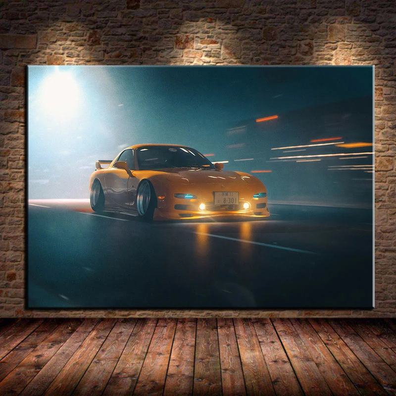 

Wall Art Canvas Yellow Modified Car Poster Painting Living Room Picture Prints Bedroom Modern Modular Interior Home Decoration