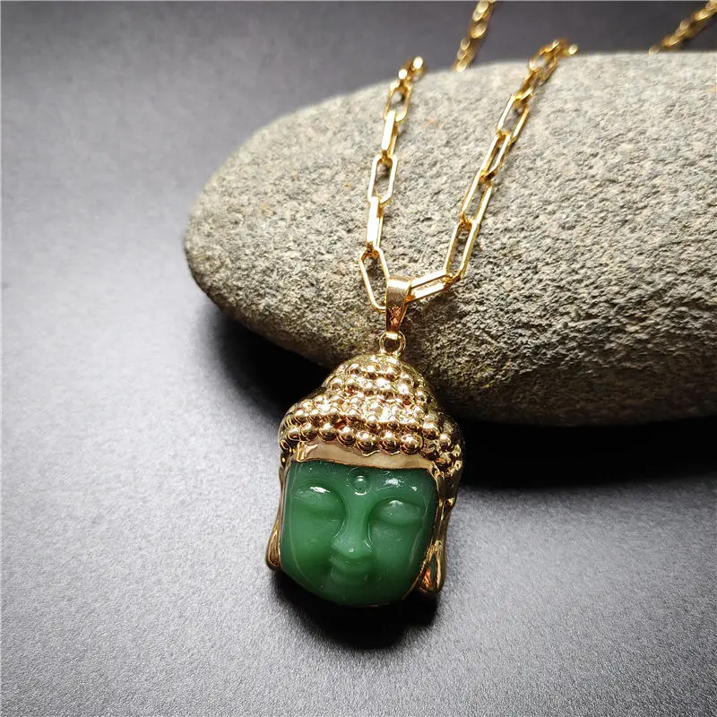 FUWO Colorful Glass Crystal Buddha head Necklace,Amazing Design Supernatural Amulet Knot Lucky Charms Buddhism Jewelry NC105