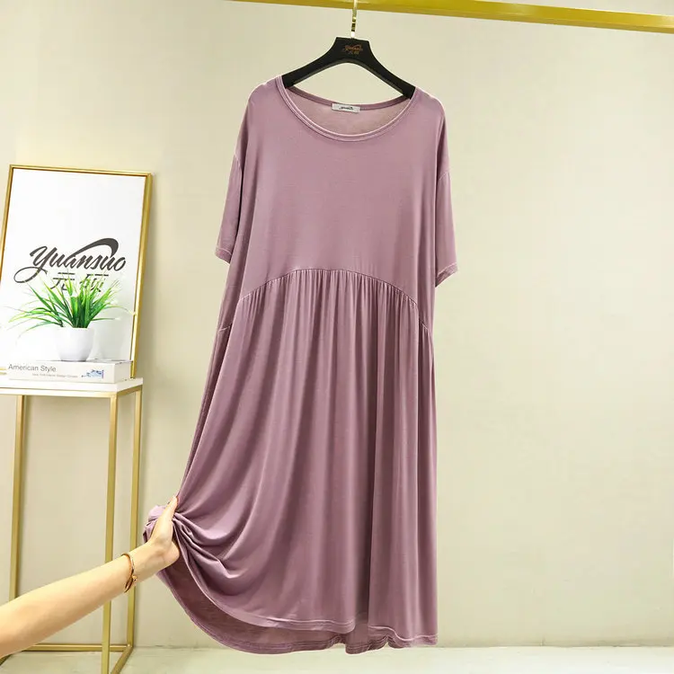 Chemise de nuit à manches courtes pour femmes, chemise de nuit à manches courtes, robe plissée, chemise de nuit d\'été pour femmes, robe de nuit