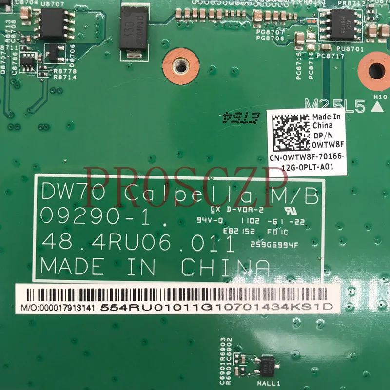 CN-0WTW8F 0WTW8F WTW8F Carte Mère Pour DELL Vostro 3700 V3700 Ordinateur Portable Carte Mère 48.4RU06.011 09290-1 100% Entièrement Testé Fonctionne Bien