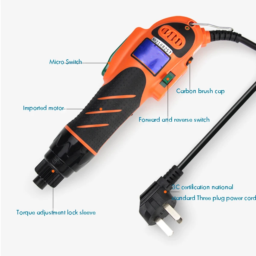 220V Corded Electric Screwdriver for 6mm/6.35mm Bits, Positive and Negative Switch, Stepless Adjustment, High Power Screwdriver