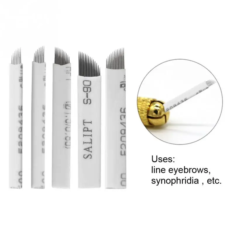 

20pcs Eyebrow Tattoo Manual Microblading Permanent Makeup Sterile Needle Pin U shape Blade For 3D lamina blade Agulhas Tebori