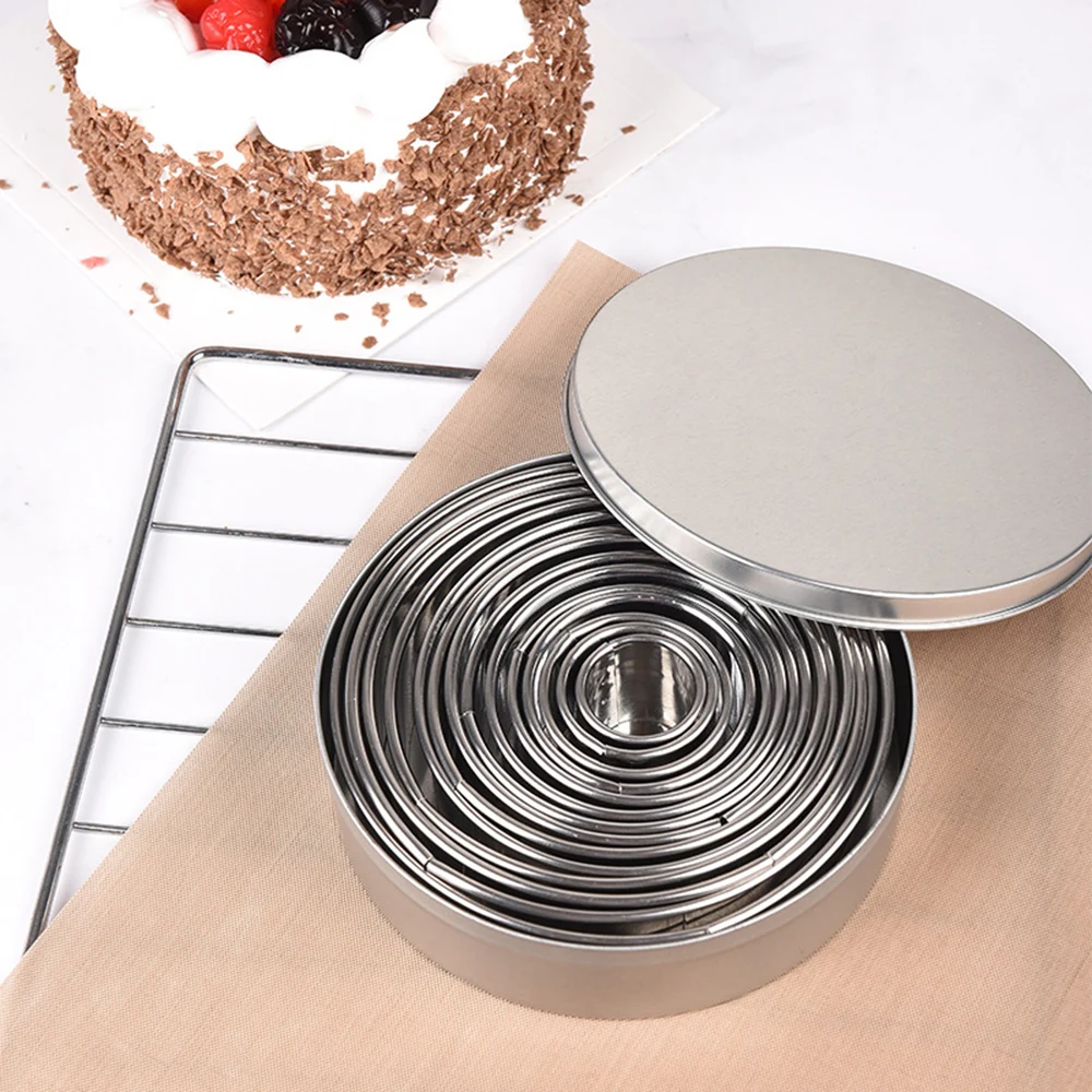 

1set = 14PCS Round Cookie Cake Cutter Mold Set Pastry Baking DIY Metal Rings Moulds Baking Bakeware Cake Making Kitchen Gadget