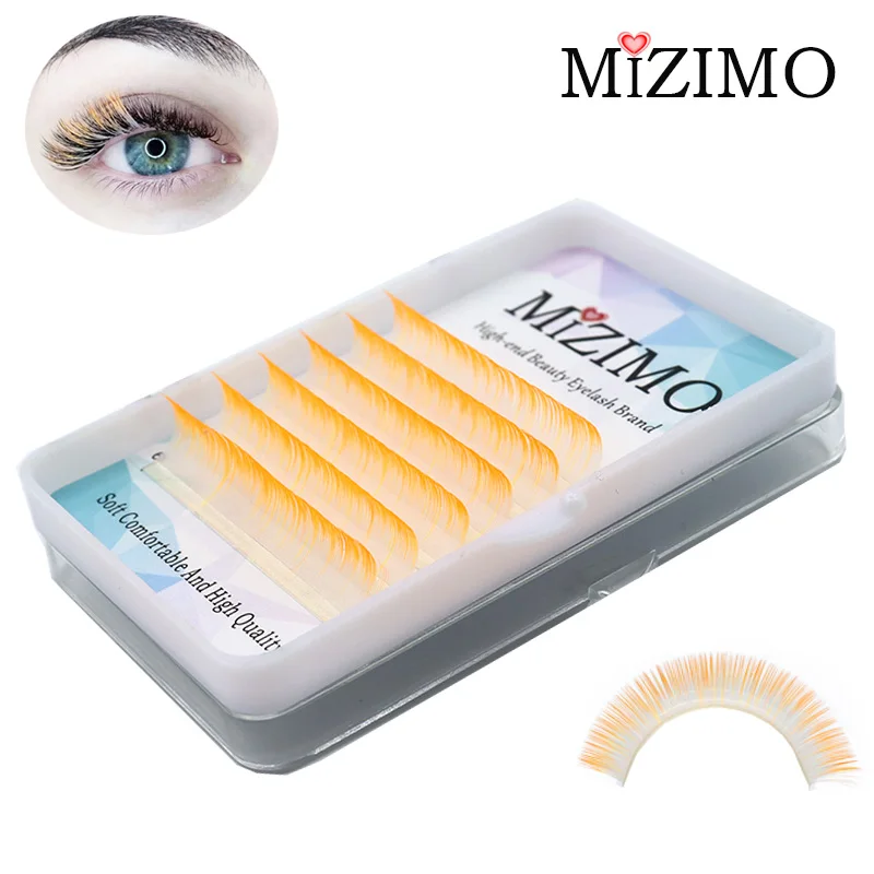 MIZIMO neue farbe pfropfen wimpern weiß orange farbe gradienten wimpern personalisierte wimpern verlängerung werkzeug