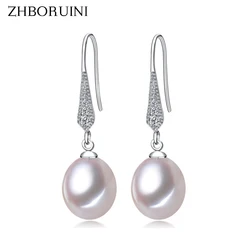 ZHBORUINI 2024 Fashion Pearl Earrings Natural Freshwater Pearl Jewelry Dorp Earring 925 Sterling Silver Jewelry For Women Gift