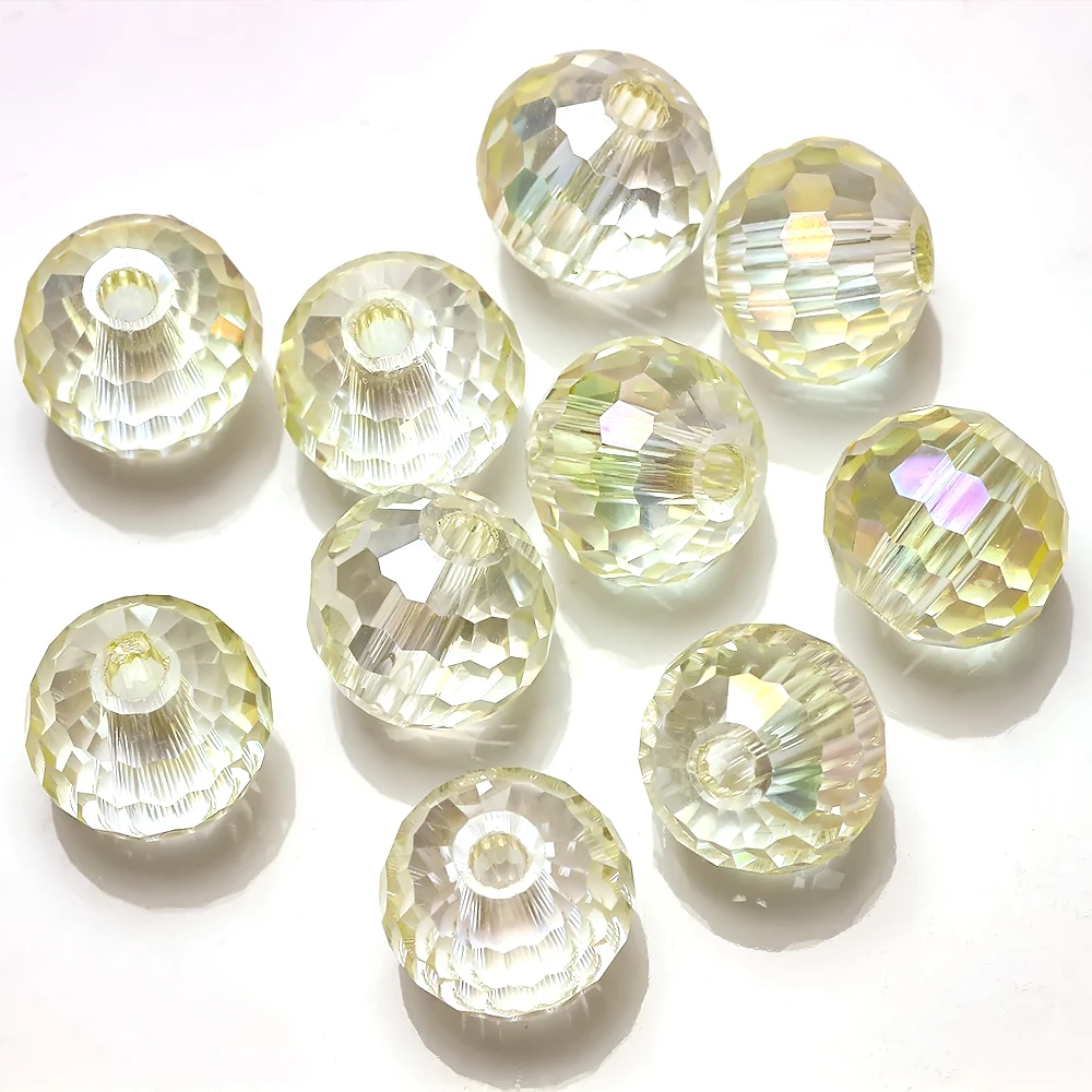 10Pcs/Lot Faceted Round Ball Bead 14/16MM Big Hole Beads Glass Jewelry Making DIY Crystal Crafts Beading for Decoration