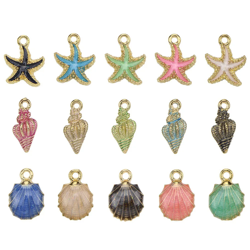 15/30PCS A+ Fashion Metal Alloy Ocean Shell Christmas Charm Decor Set  Pendant Drop Ornaments Hanging DIY Decoration