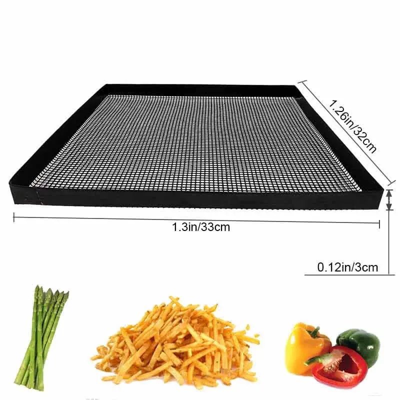 YOMEEI 1Pcs Non-stick Coating Baking Tray Mat Food Basket Roaster Rack Oven Baking Mesh Tray Heat Resistant Baking Tools