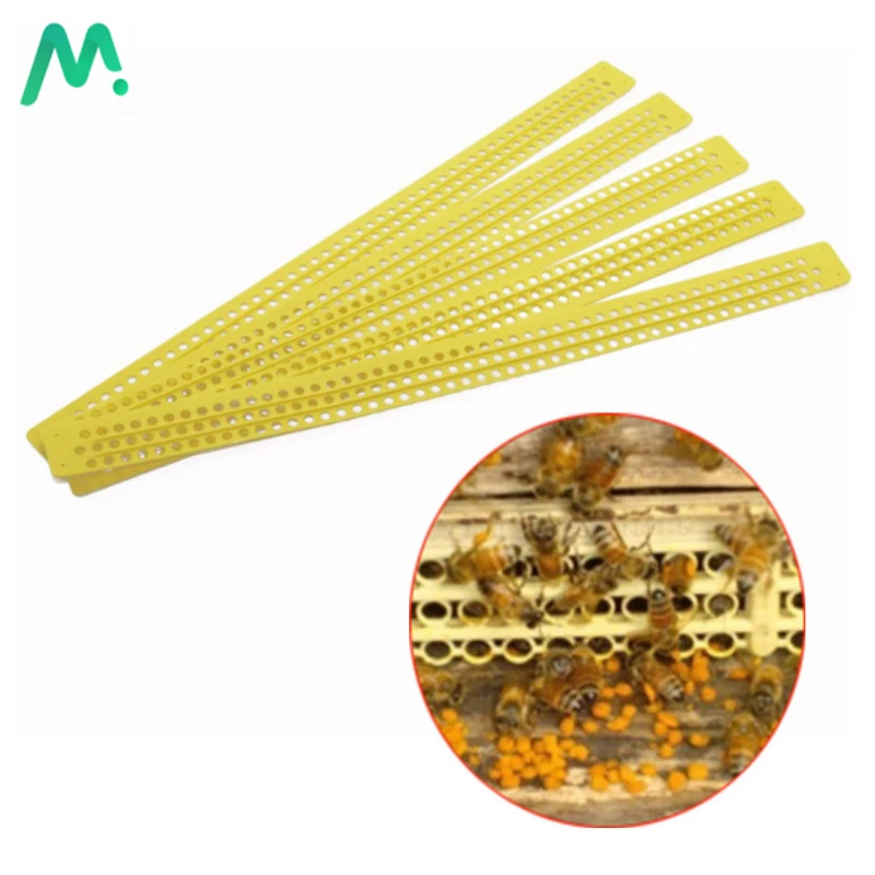 30Pcs Plastic Three Rows Pollen Powder Removal Device Yellow Beekeeping Flakes Off Pollen Tool Pollen Remover Separation Tablets