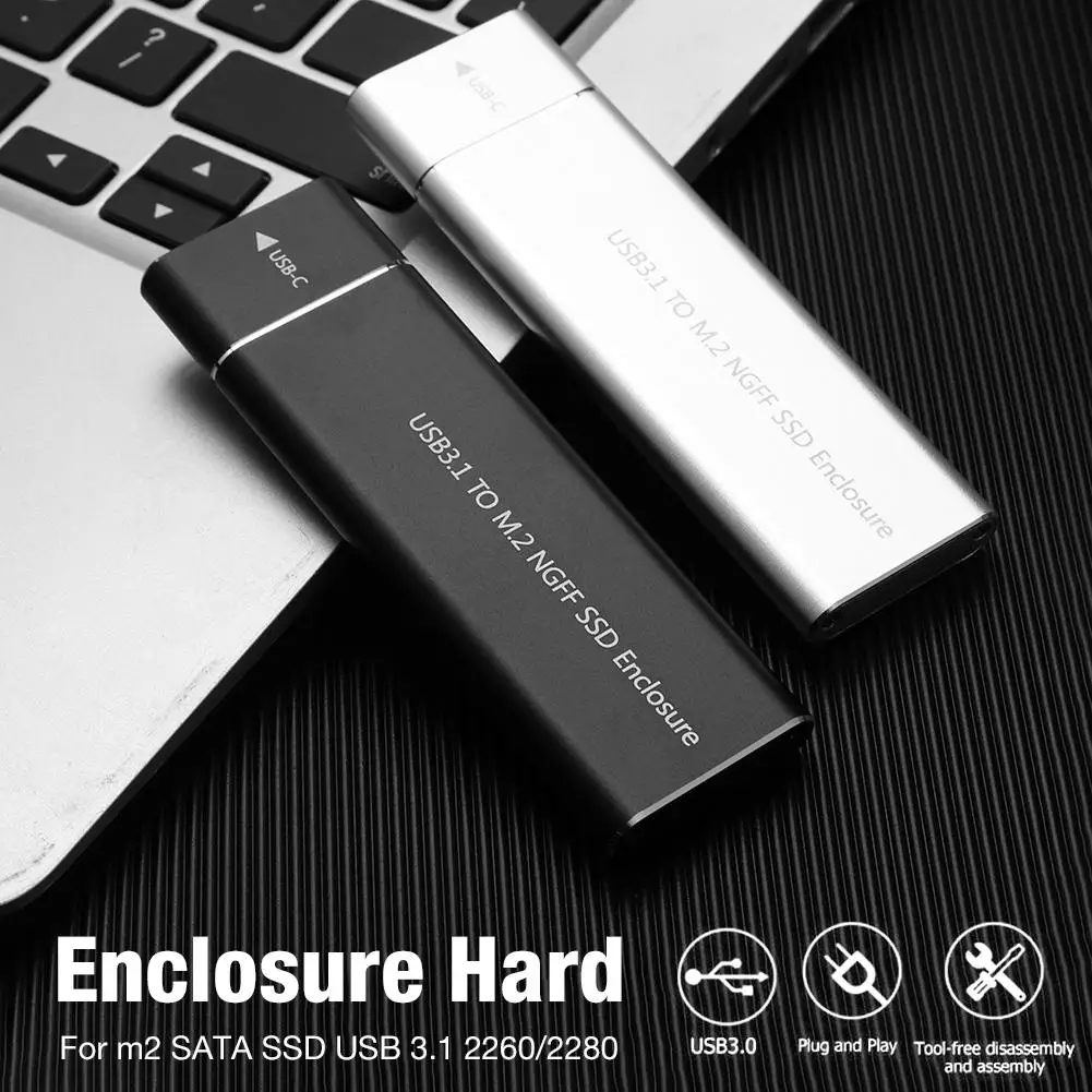 USB 3.1 Type-C to M.2 NGFF SSD Enclosure Hard Drive Disk Box 6Gbps External Enclosure Case for m2 SATA SSD USB 3.1 2260/2280