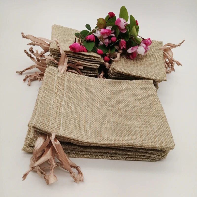 

5pcs Jewelry Bag 7*9 10*14 Jewelry Packaging Bags Wedding Party Decoration Gift Bag Drawstring Jute Bags for Christmas Pouches