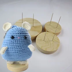 Set of 4 Crochet Amigurumi Stand Support Wood Base Hand Craft Felt Artwork Cloth Doll Stand DIY Tool  Accessories