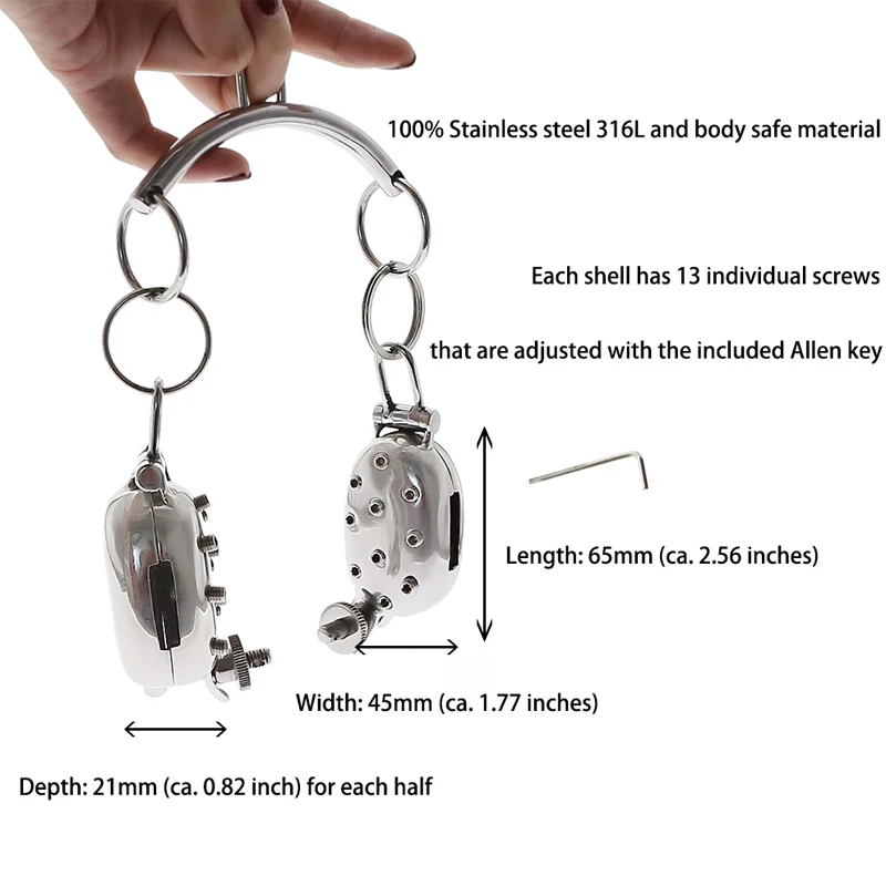 Evil Shells Stainless Steel Ball Stretcher And Ball Crusher Spiked CBT Cock Ring Ball Pain Vs Pleasure Gratification