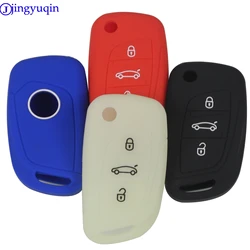 Jingyuqin Nieuwe 3 Knoppen Afstandsbediening Flid Vouwen Key Silicone Cover Case Fob Voor Peugeot 207 307 308 Voor Citroen C2 c3 C4 C5 C6 C8