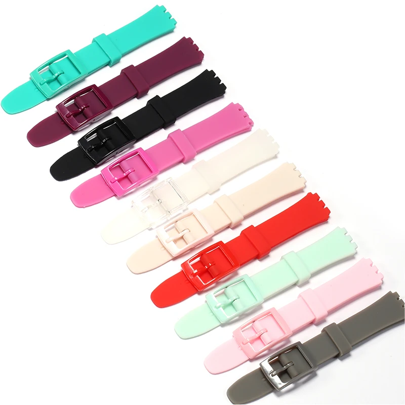 Silicone Strap Suitable for Swatch 12mm Lady Watch Bracelet Soft Waterproof  band Accessories