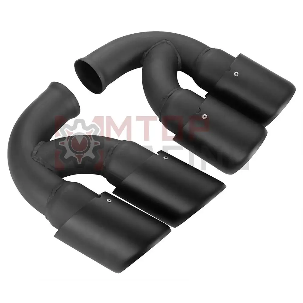 Exhaust Muffler Pipe For Porsche Cayenne V8 2011 2012 2013 2014 Short Tips End Matte Black