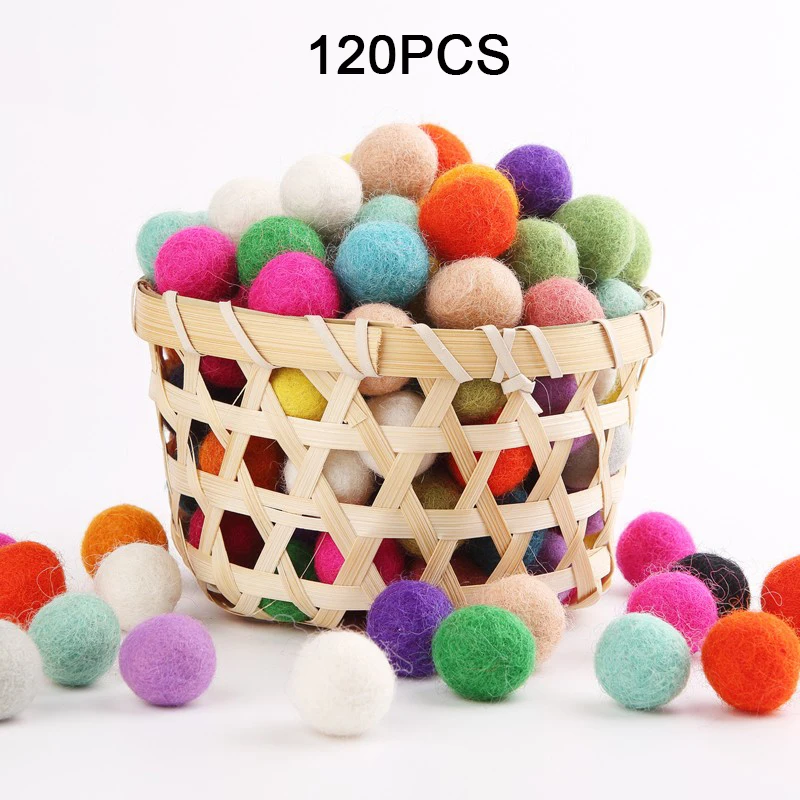 Bolas de fieltro de lana para niños, 100 piezas, 20mm, 100%, accesorios colgantes, Bola de pompón de Color caramelo, manualidades de fiesta,