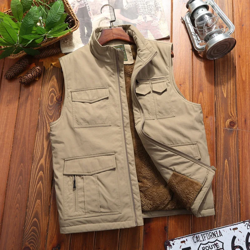 DIMUSI Winter Men Vest Casual Fleece Warm Waistcoats Mens Thermal Vests Jackets Man Army Windbreaker Sleeveless Jackets Clothing