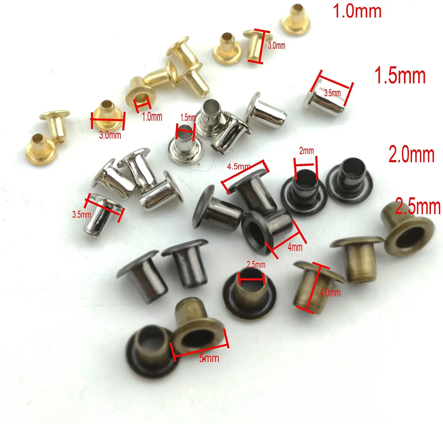 600pcs small solid Brass Eyelet Leather Craft Repair Grommet Round Eye Rings For Shoes Bag Clothing Leather Belt Hat