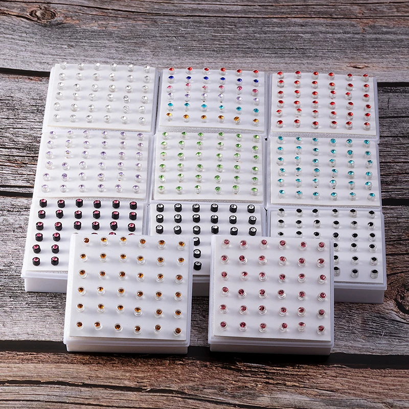 36pcs Colorful Stud Earings Set Prevent Allergy Cartilage Acrylic Tragus Helix Crystal Ear Piercing for Women Girl Gifts Jewelry