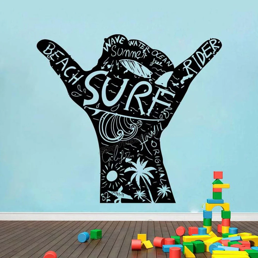 Surfen Muurtattoo Citaat Surf Rider Oceaan Slip Surf School Water Surf Board Muursticker Kinderkamer Decor Art Vinyl decal B261