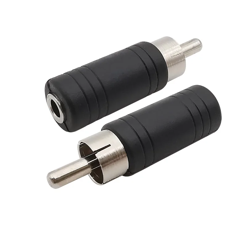 2 szt. Złącze męskie RCA do 3.5mm żeńskie gniazdo dźwięk Mono Adapter złącze konwertera 3.5mm do RCA czarny do mikrofonu