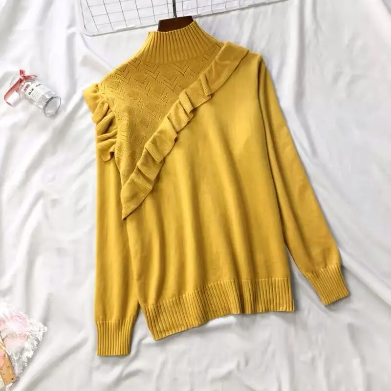 Women's Korean Half High Collar Warm Long-sleeved Fungus Knitted Bottoming Pullover Top 2025 New Autumn and Winter Sweater S2365