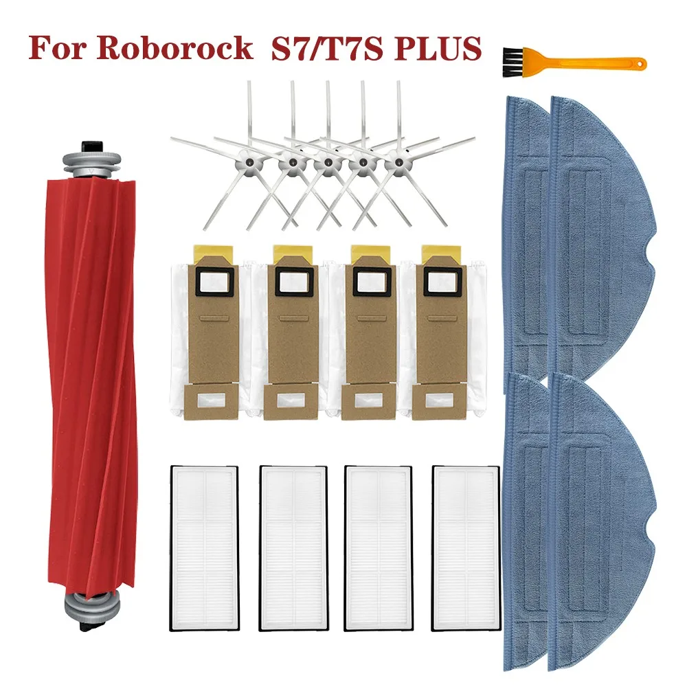 Сменная швабра с мешком для пылесоса, фильтр НЕРА, боковая круглая щетка для Xiaomi Roborock S7 /T7s Plus, запасные части, аксессуары