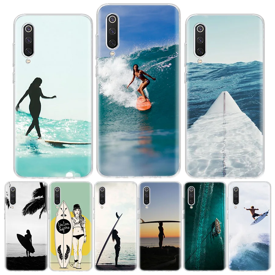 Surfboard Surfing art Surf Girl Phone Case For Xiaomi Mi 13 10 12 Lite 11T 11i 11 Ultra 12T Pro 12X 5G 10T 9T 9 8 6X 5X A1 A2 Ca