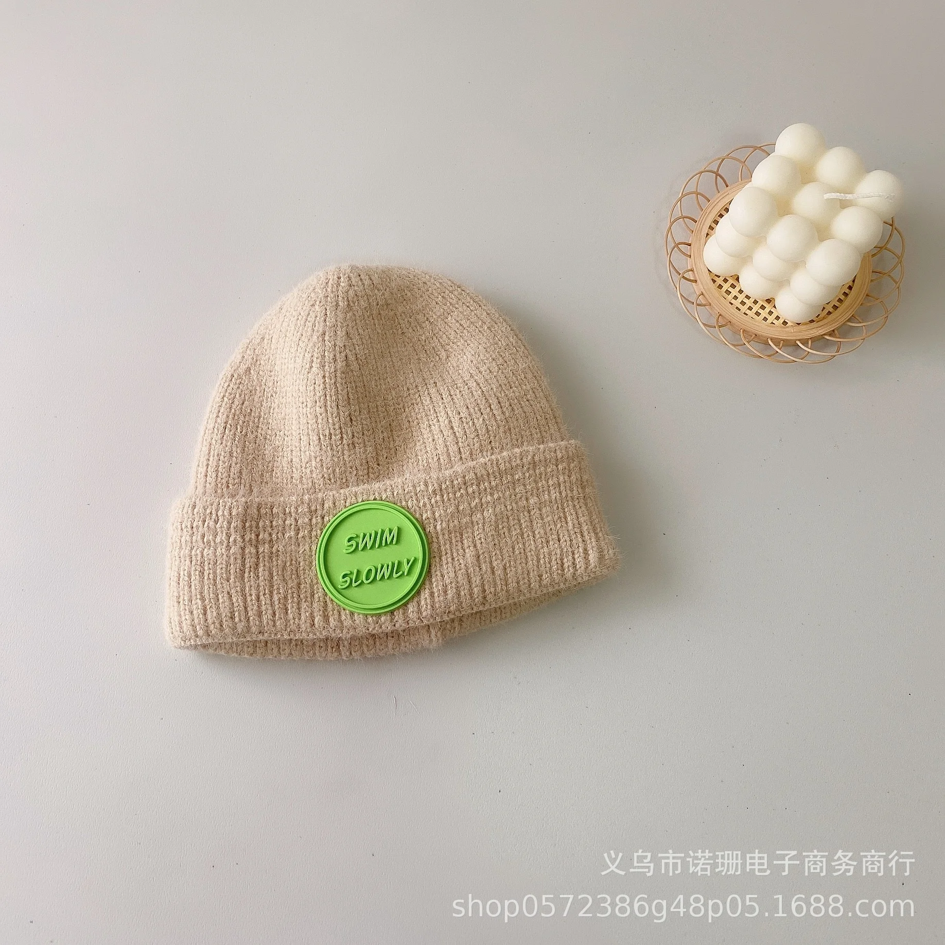 Children's  hat autumn and winter new style candy color pressure label baby knitted hat warm cover cap  hat