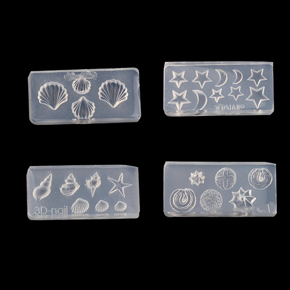 1pcs Jewelry Liquid Silicone Mold 3D Moon Stars Shell Sea Snail Resin Charms Mold For DIY Jewelry Nail Art Mold