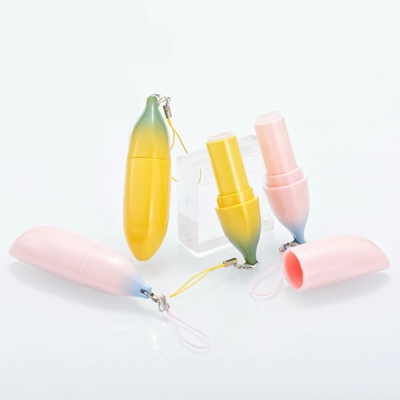 

New Yellow Pink Cute Shape Banana Lipstick Lip Balm Tube Empty High Quality Plastic Lips Tubes Lipsticks Gloss Container 20PCS