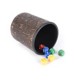 KTV Bar Gambling Casino Texas Poker Game Printing Leathe Plastic Dice Cup Set Without Lid