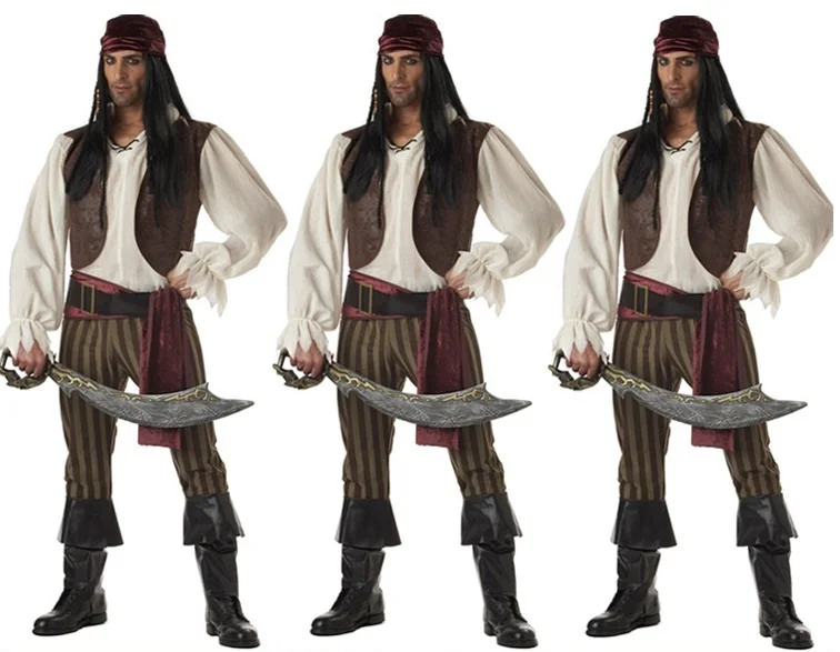 Costume de spectacle de jeu de Cosplay d'halloween pour homme adulte, Costume de Pirate Jack Pirate Shipmaster