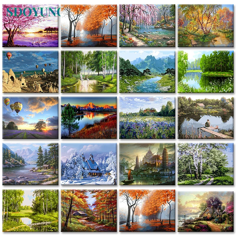 

SDOYUNO 60x75cm Frameless painting by numbers Nature Landscape On Canvas pictures by numbers Home Decoration DIY For Unique Gift